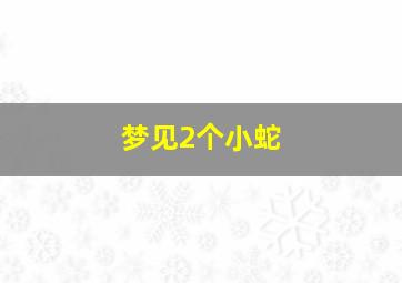 梦见2个小蛇