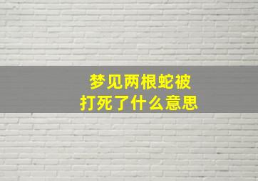 梦见两根蛇被打死了什么意思