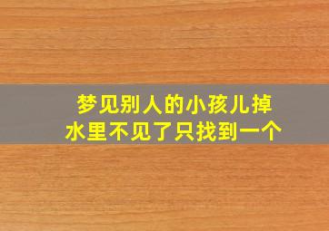 梦见别人的小孩儿掉水里不见了只找到一个