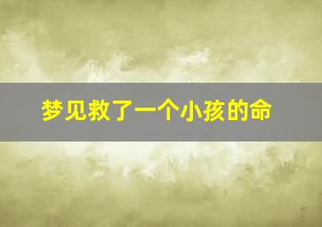 梦见救了一个小孩的命