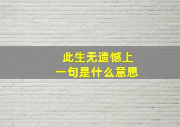 此生无遗憾上一句是什么意思