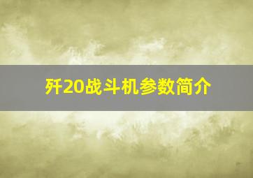 歼20战斗机参数简介