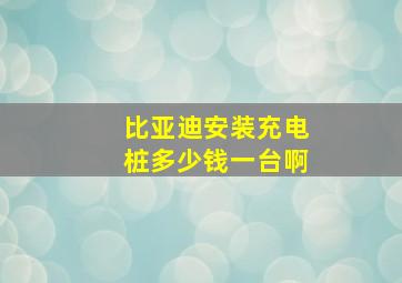 比亚迪安装充电桩多少钱一台啊