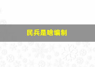 民兵是啥编制