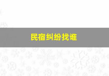 民宿纠纷找谁