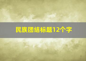 民族团结标题12个字