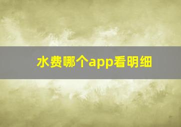 水费哪个app看明细