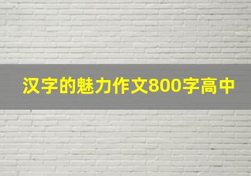 汉字的魅力作文800字高中