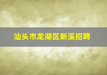 汕头市龙湖区新溪招聘