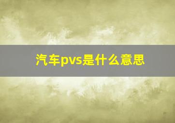 汽车pvs是什么意思