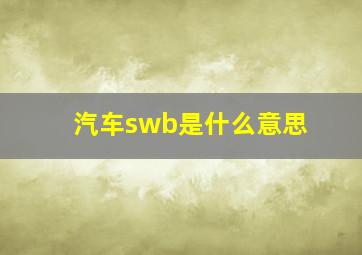 汽车swb是什么意思