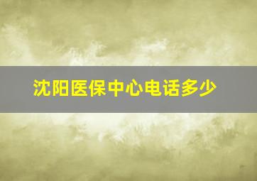 沈阳医保中心电话多少