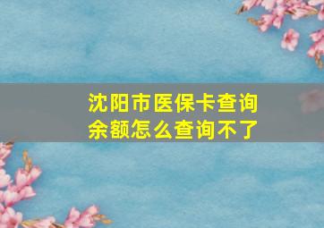 沈阳市医保卡查询余额怎么查询不了