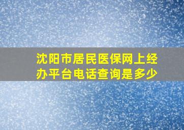 沈阳市居民医保网上经办平台电话查询是多少