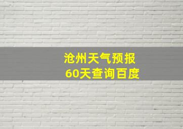 沧州天气预报60天查询百度