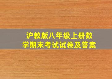 沪教版八年级上册数学期末考试试卷及答案