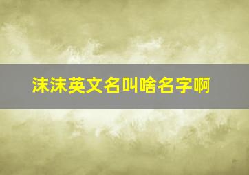 沫沫英文名叫啥名字啊