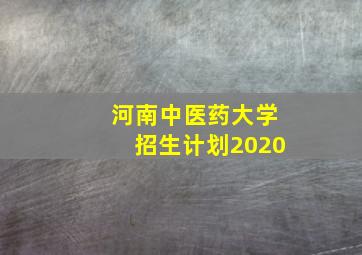 河南中医药大学招生计划2020