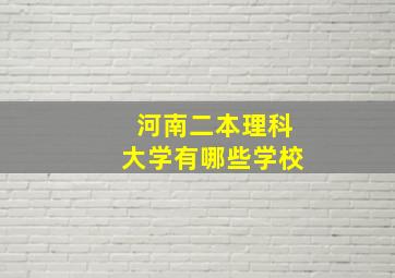 河南二本理科大学有哪些学校