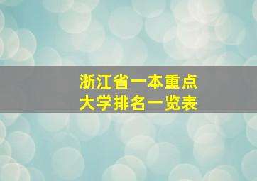 浙江省一本重点大学排名一览表