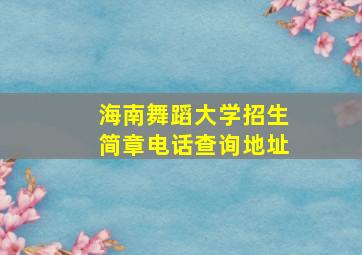 海南舞蹈大学招生简章电话查询地址