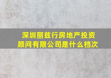 深圳丽兹行房地产投资顾问有限公司是什么档次