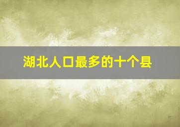 湖北人口最多的十个县