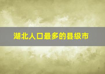 湖北人口最多的县级市