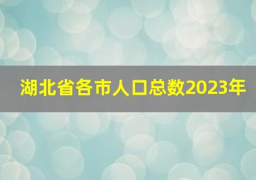 湖北省各市人口总数2023年