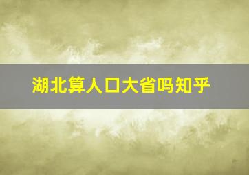 湖北算人口大省吗知乎