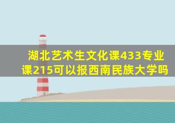 湖北艺术生文化课433专业课215可以报西南民族大学吗