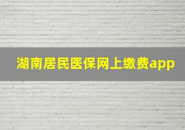 湖南居民医保网上缴费app