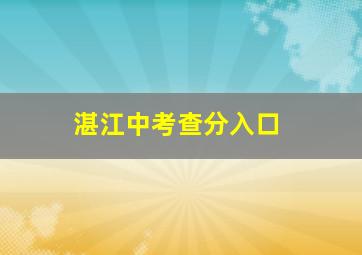 湛江中考查分入口