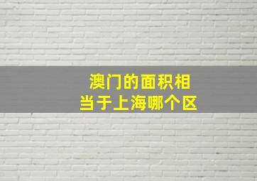 澳门的面积相当于上海哪个区