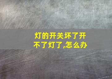 灯的开关坏了开不了灯了,怎么办