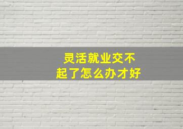 灵活就业交不起了怎么办才好