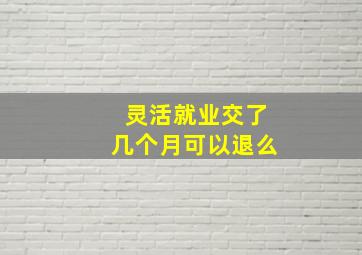 灵活就业交了几个月可以退么