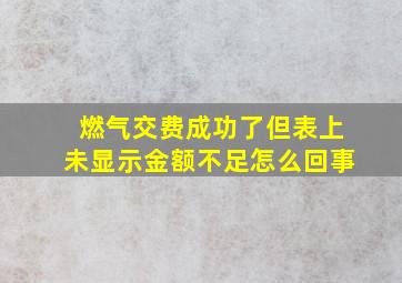 燃气交费成功了但表上未显示金额不足怎么回事