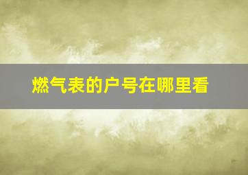 燃气表的户号在哪里看