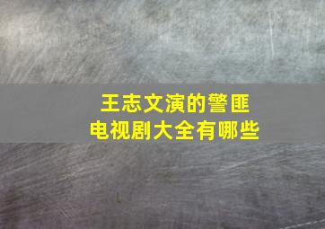 王志文演的警匪电视剧大全有哪些