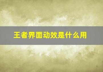 王者界面动效是什么用