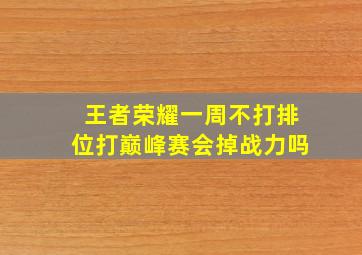 王者荣耀一周不打排位打巅峰赛会掉战力吗