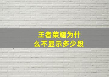 王者荣耀为什么不显示多少段