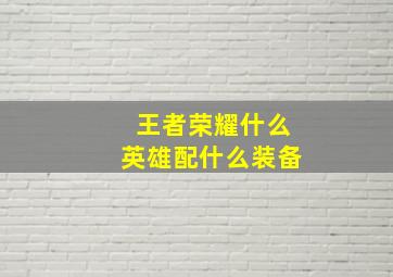 王者荣耀什么英雄配什么装备