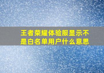 王者荣耀体验服显示不是白名单用户什么意思