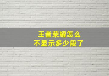 王者荣耀怎么不显示多少段了