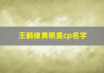 王鹤棣黄明昊cp名字