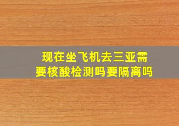 现在坐飞机去三亚需要核酸检测吗要隔离吗