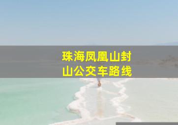 珠海凤凰山封山公交车路线