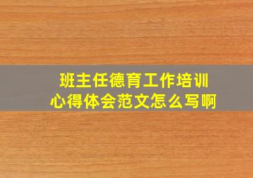 班主任德育工作培训心得体会范文怎么写啊